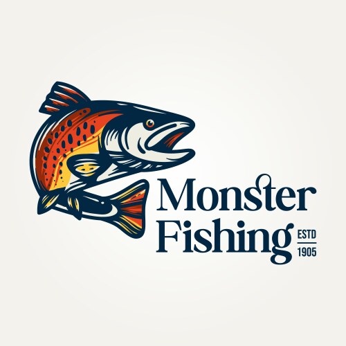 Rainbow trout monster fishing icon logo Vector Image