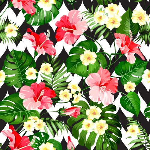 Hibiscus flower seamless pattern Royalty Free Vector Image