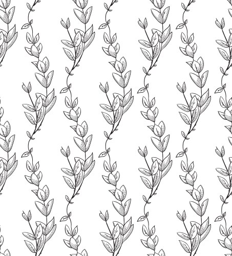 Seamless olive branch pattern hand drawn Vector Image