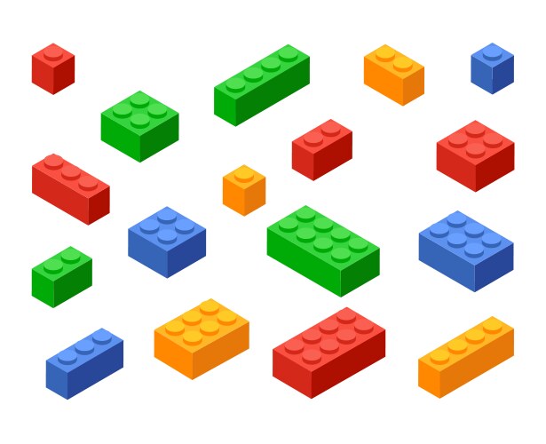 Building Blocks Toy Set - Isometric vector image