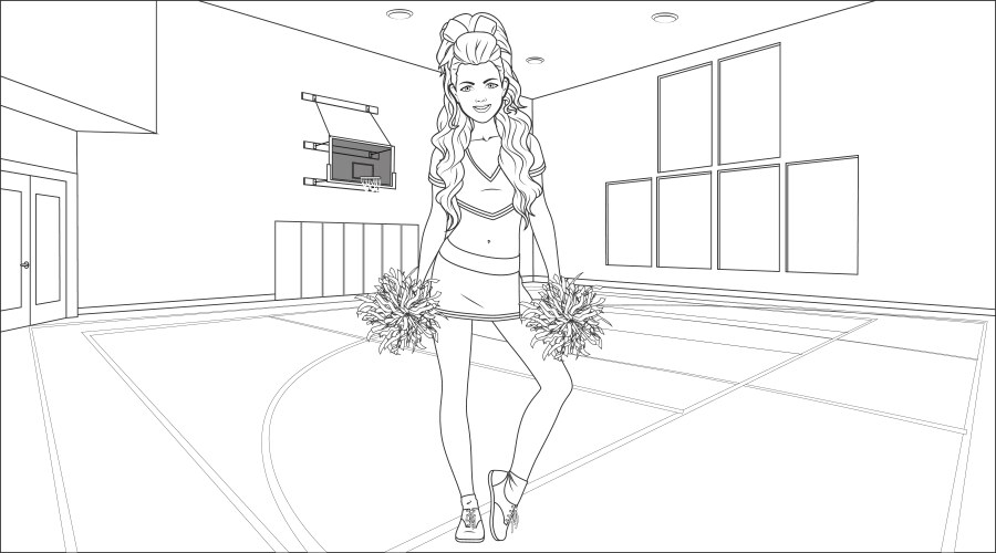 Cheerleader coloring page Vector Image