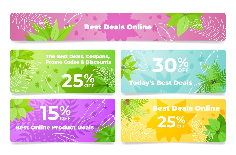 Set of coupons promo codes and discounts for best vector image