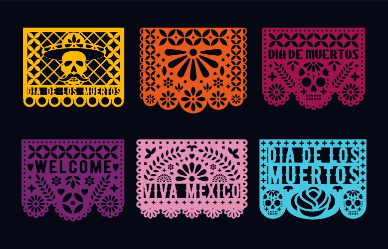 Day of the Dead Papel Picado Vector Image