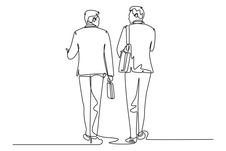 Continuous one line drawing two young success Vector Image