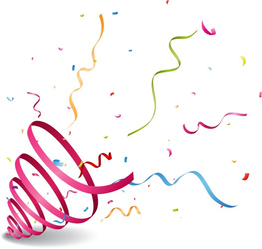 Explosing Ribbon Celebration ribbon with fireworks Royalty Free Vector Image