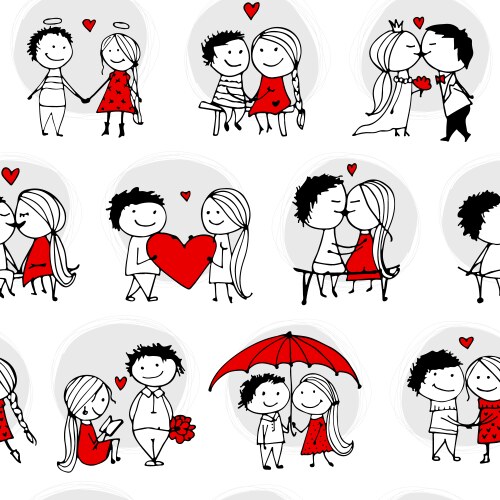 couple in love kissing valentine seamless pattern vector image