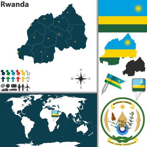 Rwanda map Royalty Free Vector Image - VectorStock
