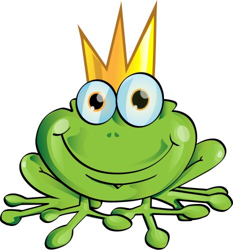 Frog prince cartoon on water lily leaf Royalty Free Vector