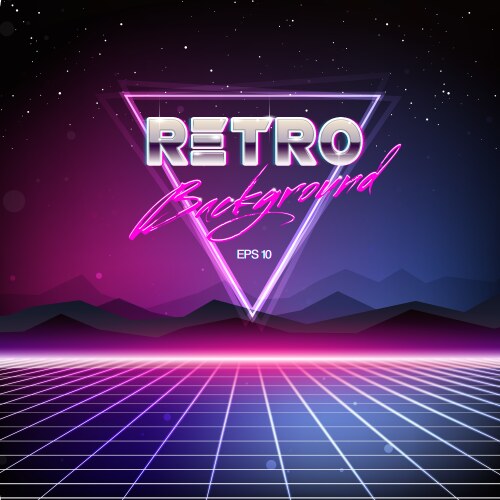 Retro neon background design triangle Royalty Free Vector