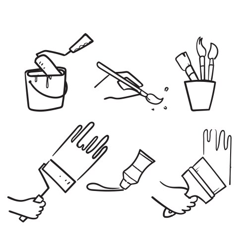 hand drawn doodle brushes and painting related vector image