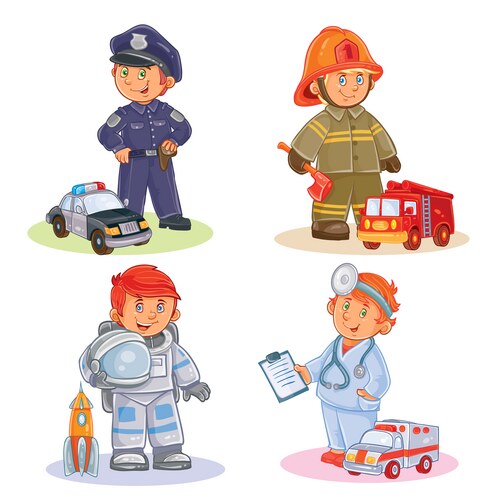 Set icons small children different professions Vector Image