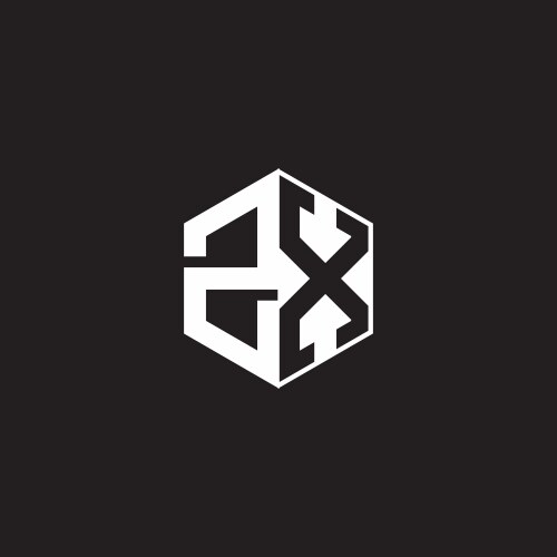 zx logo monogram hexagon with black background vector