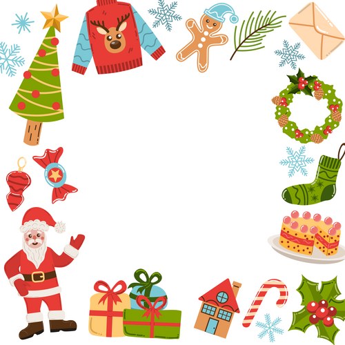 Christmas Cartoon Frame Vector Image