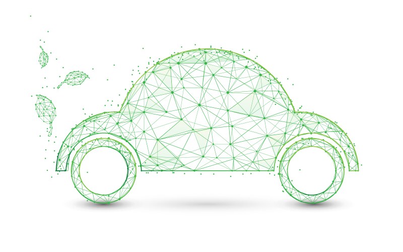 eco friendly car and leaves ecology concept vector image