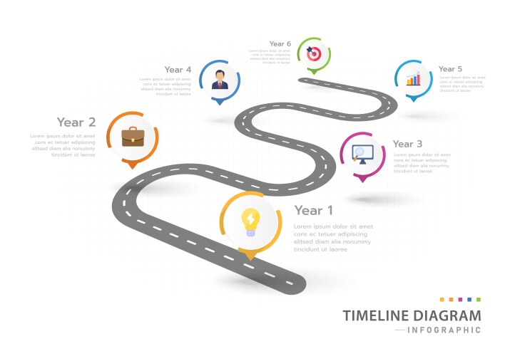 infographic 6 steps circle timeline with roadmap vector