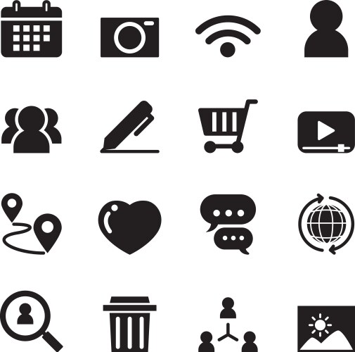 Social media logo icon set black fill eps10 Vector Image