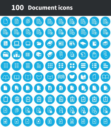 document 100 icons universal set for web and ui vector