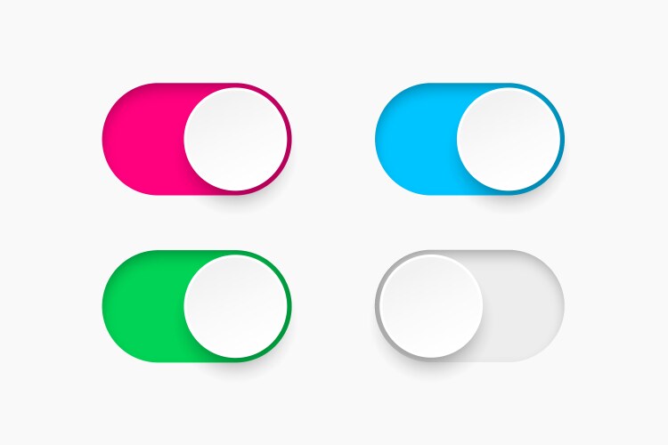 On and off toggle switch buttons material design Vector Image