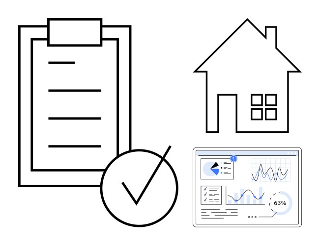 Task checklist with analytics dashboard and house vector image