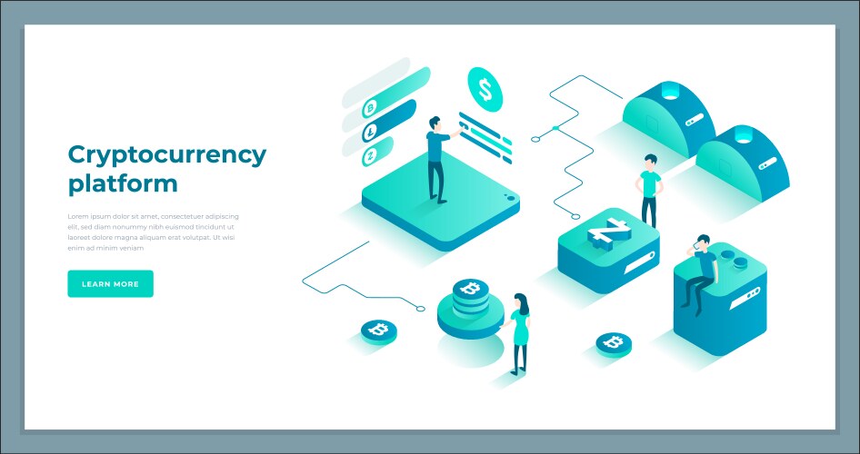 Man woman trader bitcoin mining blockchain vector image