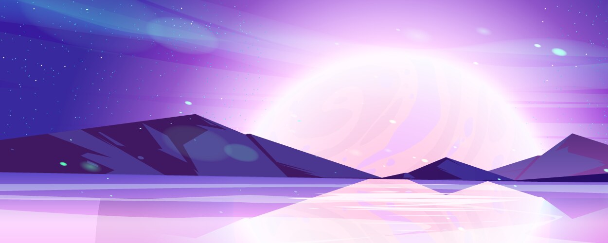 Cosmic Background Alien Planet Deserted Landscape Vector Image