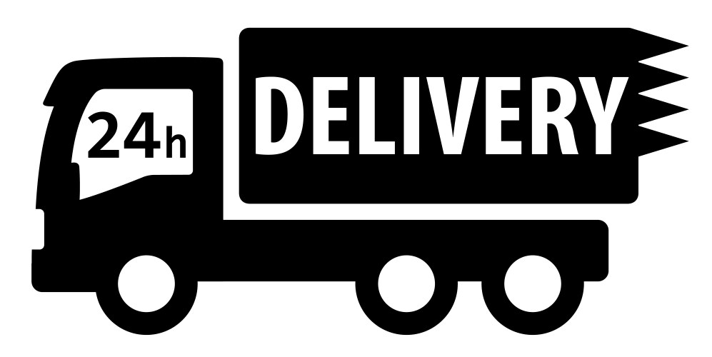 black isolated delivery truck silhouette vector image