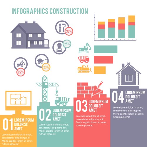 Construction infographic circle diagram Royalty Free Vector