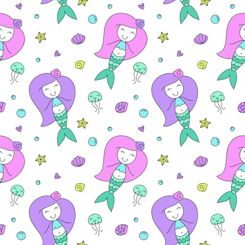 Mermaids seamless pattern vector image