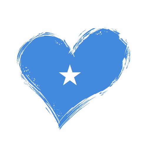 Somalian flag heart-shaped grunge background vector image