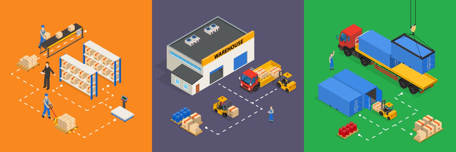 Isometric warehouse icon Royalty Free Vector Image