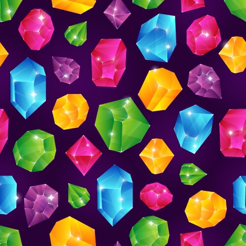 Gem seamless pattern colored diamonds jewels vector image