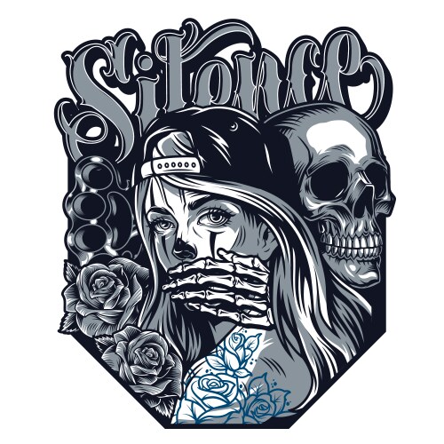 Chicano Silence Brass Knuckles Vector Image