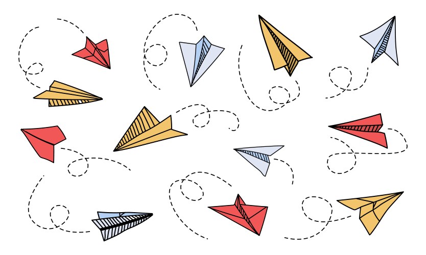 Colorful Paper Airplane Doodle Vector Image
