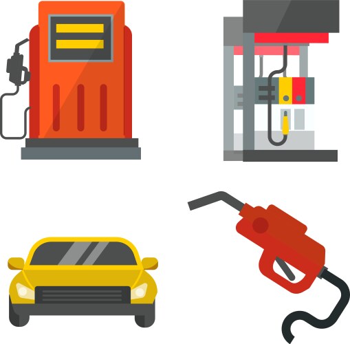 Gas oil station set vector image