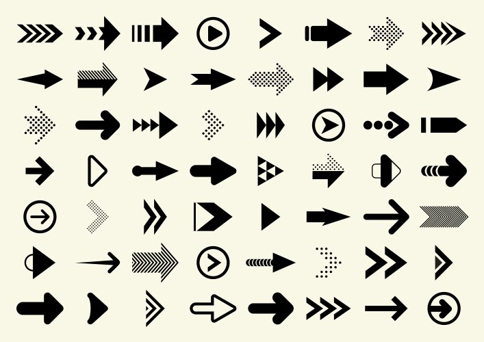 Set black arrow icon Royalty Free Vector Image