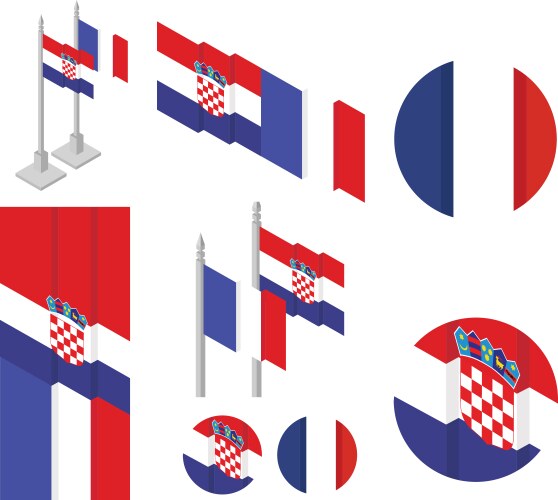 Croatiafrance national flag vector image