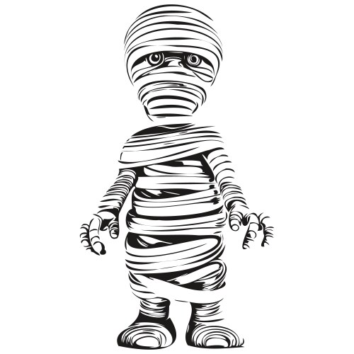 Creepy halloween mummy in black and white Vector Image