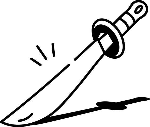 Sketchy Katana Sword - Japanese Style Vector Image