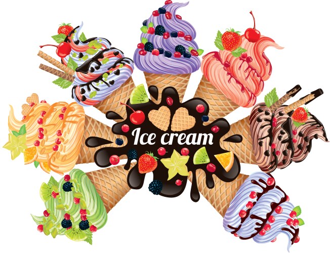 Different fruit sorbet Royalty Free Vector Image