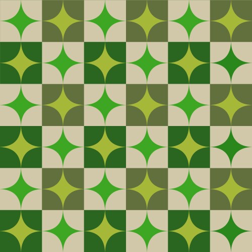 mid century star on green squares seamless pattern vector image