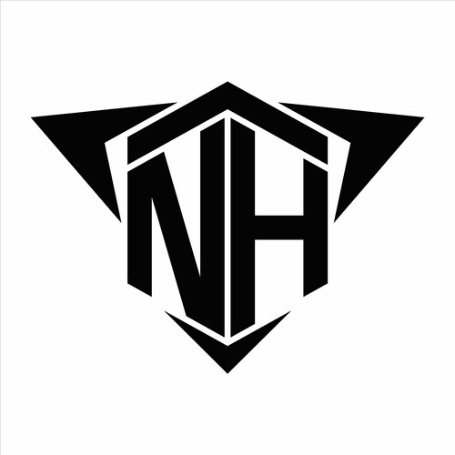 Nh logo monogram with wings arrow around design Vector Image