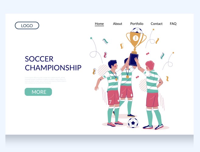 Soccer championship website landing page vector image