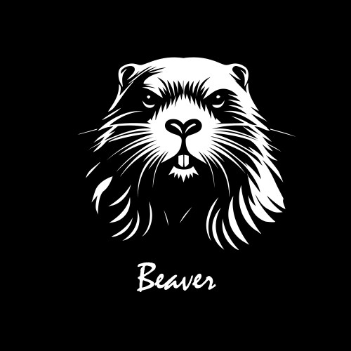 Hand-Drawn Beaver Head on Black Vector Image