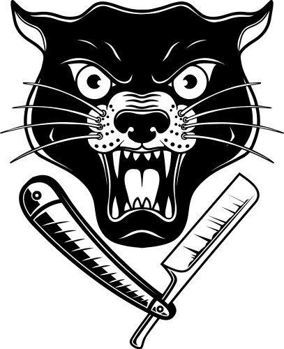 Panther head with barber razor design element Vector Image