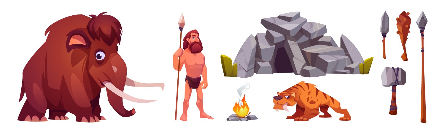 cave man prehistoric primitive person in stone age vector image