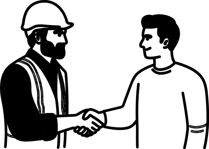 Outline minimalist two man handshake agreement Vector Image