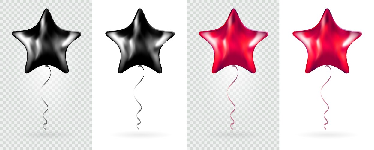 big set black and red star foil balloons vector image