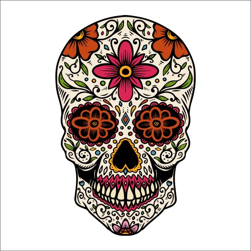 Hand Drawn Sugar Skull - Day of the Dead Vector Image