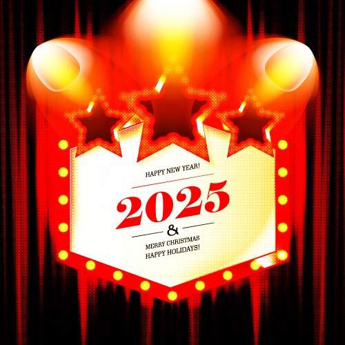 Happy new year 2025 billboard typography text vector image