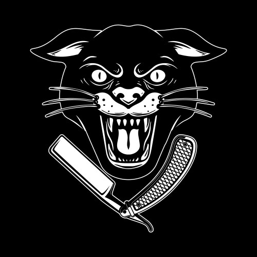 Panther head with barber razor design element Vector Image